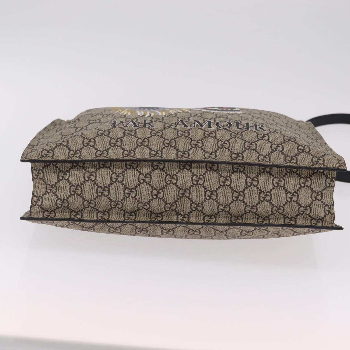 GUCCI GG Supreme Tote Bag PVC 2way Beige Gold Tone 450950 Auth LN076V