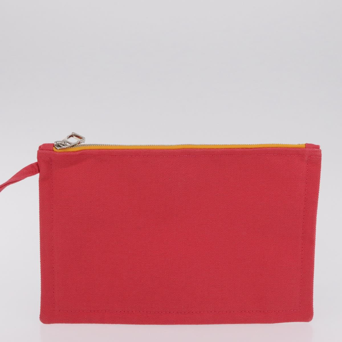 HERMES Petit Chartier Tote Bag Canvas Orange White Auth LN078V