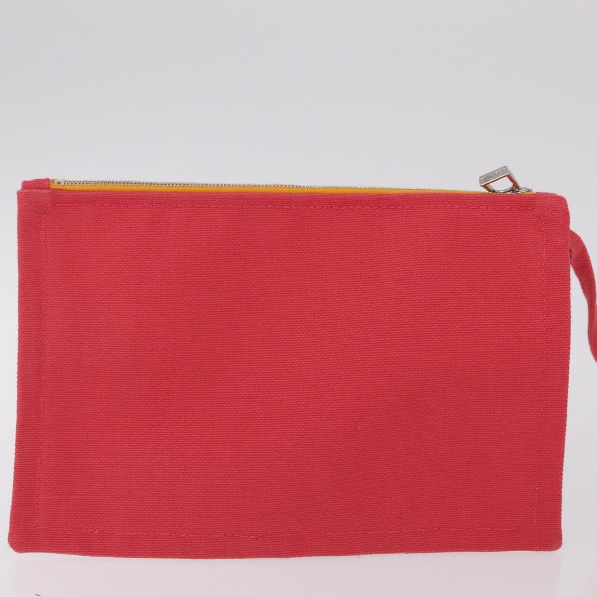 HERMES Petit Chartier Tote Bag Canvas Orange White Auth LN078V