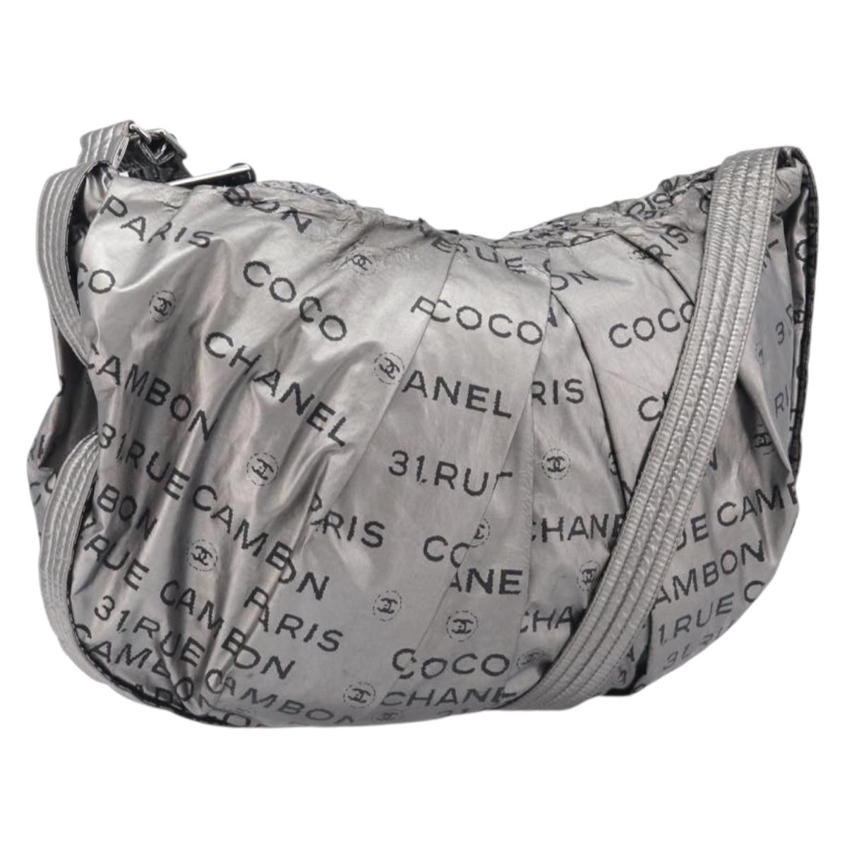 CHANEL Unlimited Shoulder Bag Nylon Silver CC Auth LN080