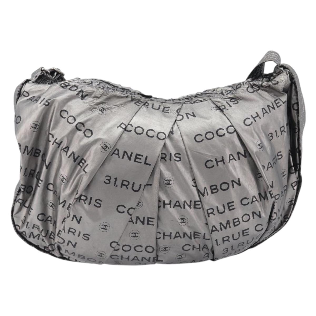 CHANEL Unlimited Shoulder Bag Nylon Silver CC Auth LN080