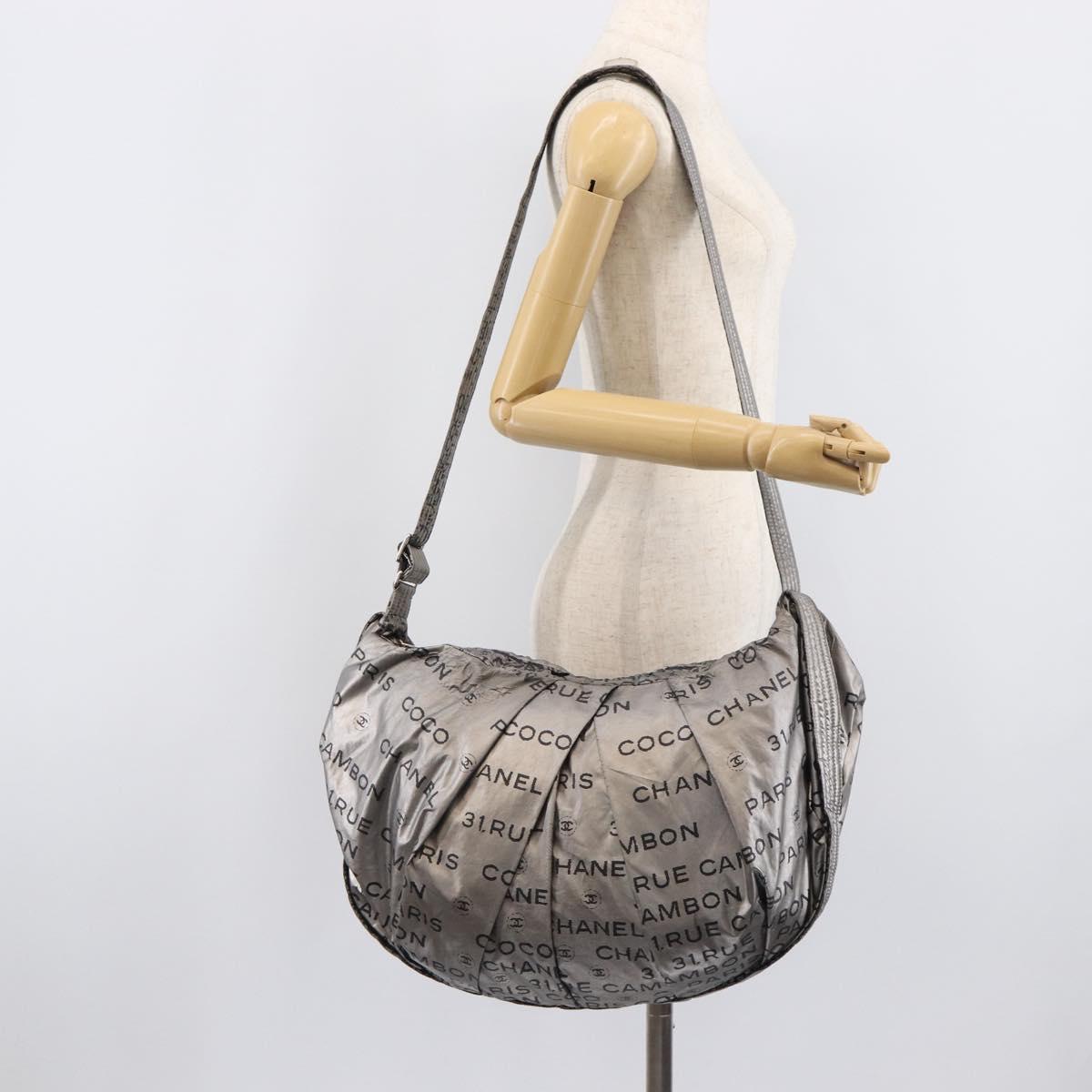 CHANEL Unlimited Shoulder Bag Nylon Silver CC Auth LN080