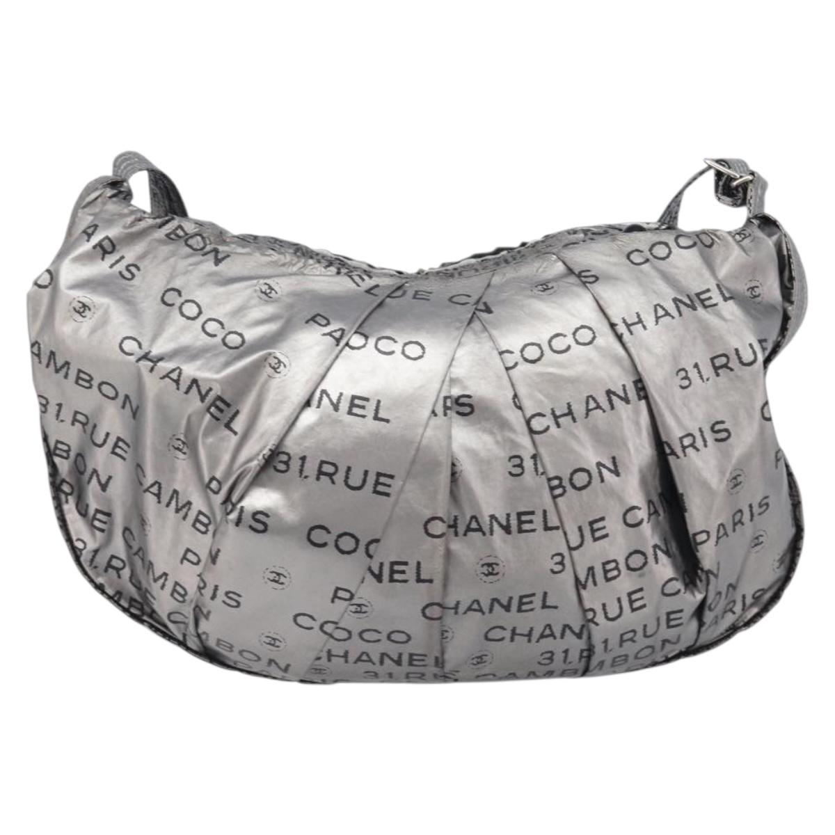 CHANEL Unlimited Shoulder Bag Nylon Silver CC Auth LN080