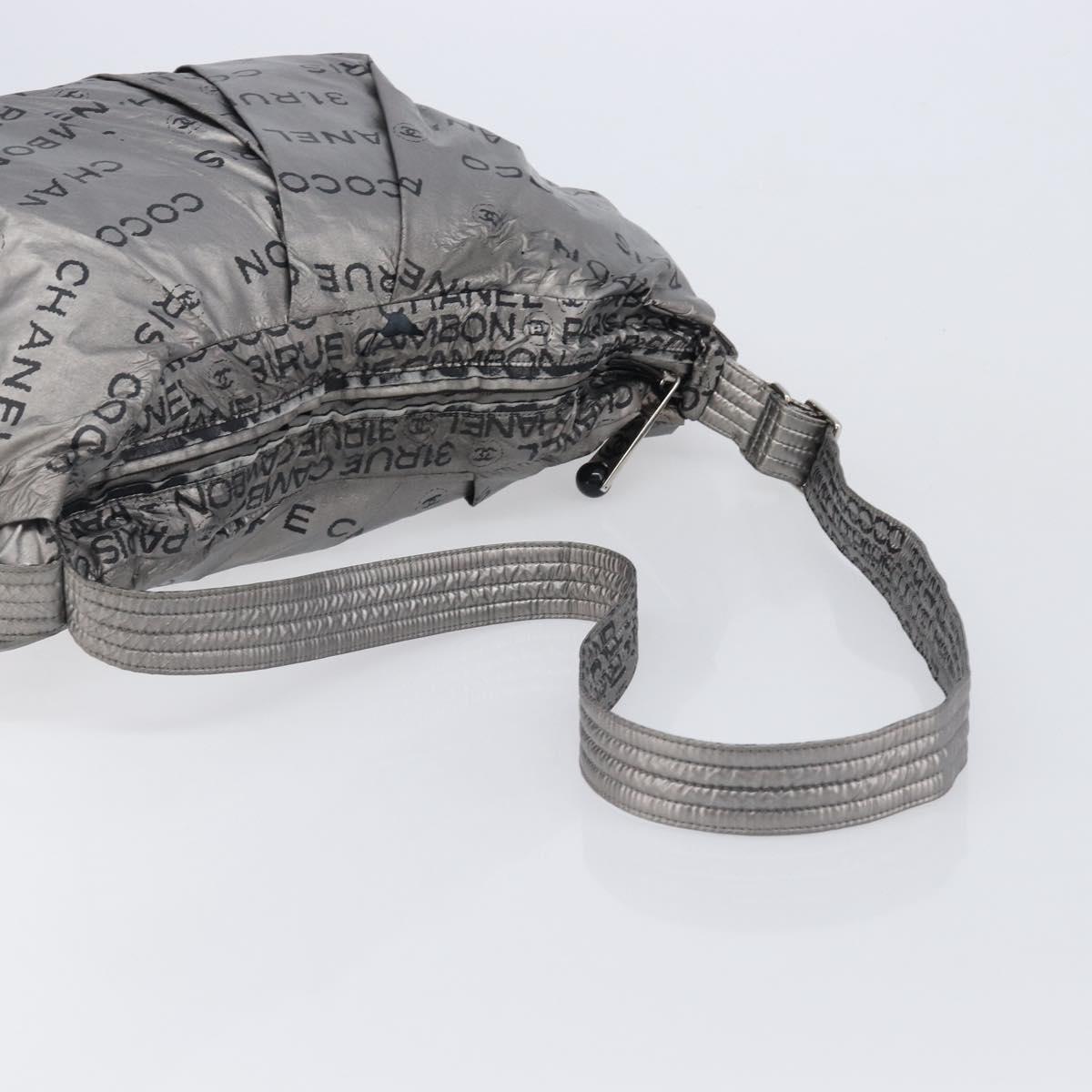 CHANEL Unlimited Shoulder Bag Nylon Silver CC Auth LN080
