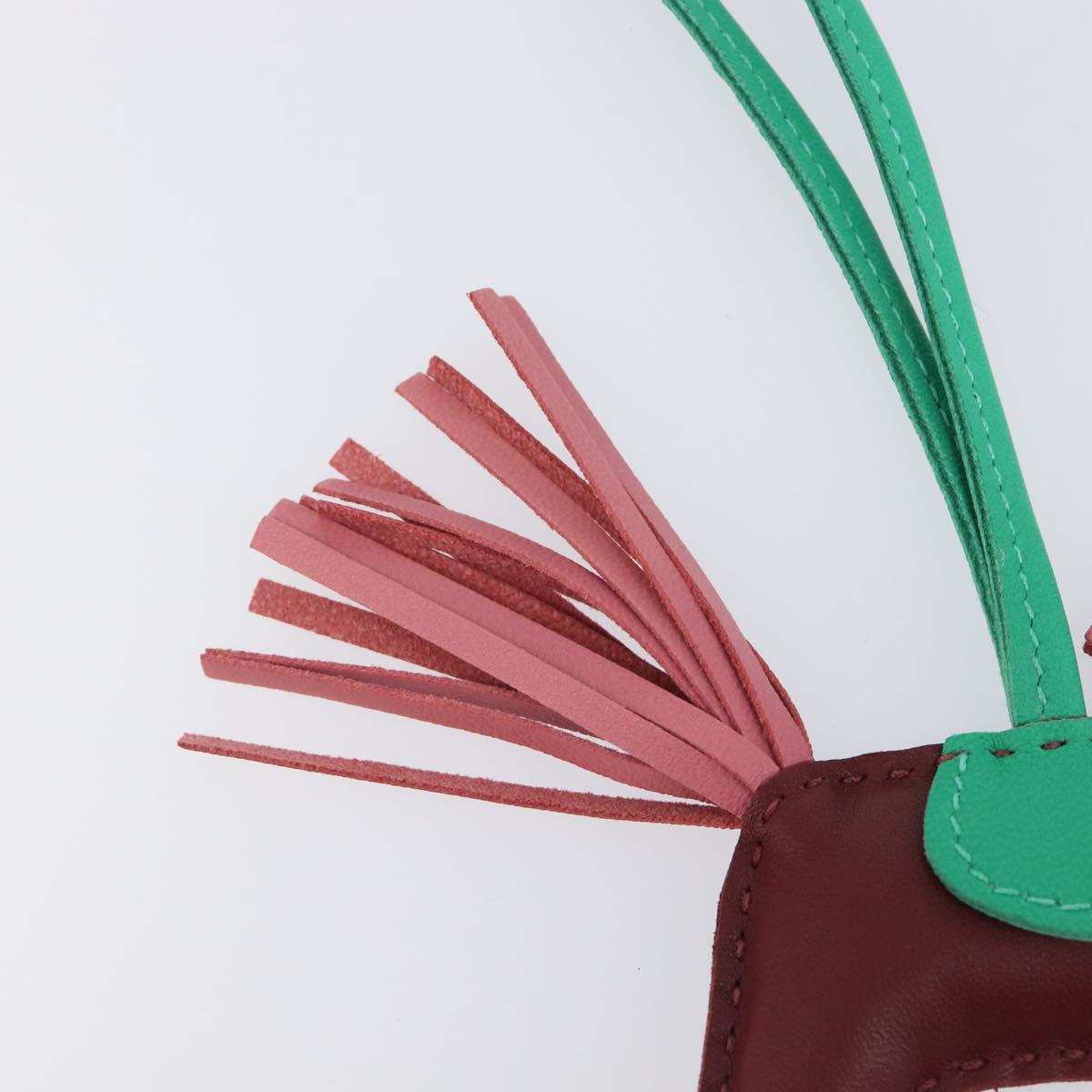 HERMES Rodeo PM Charm Leather Brown Green Auth LN083M