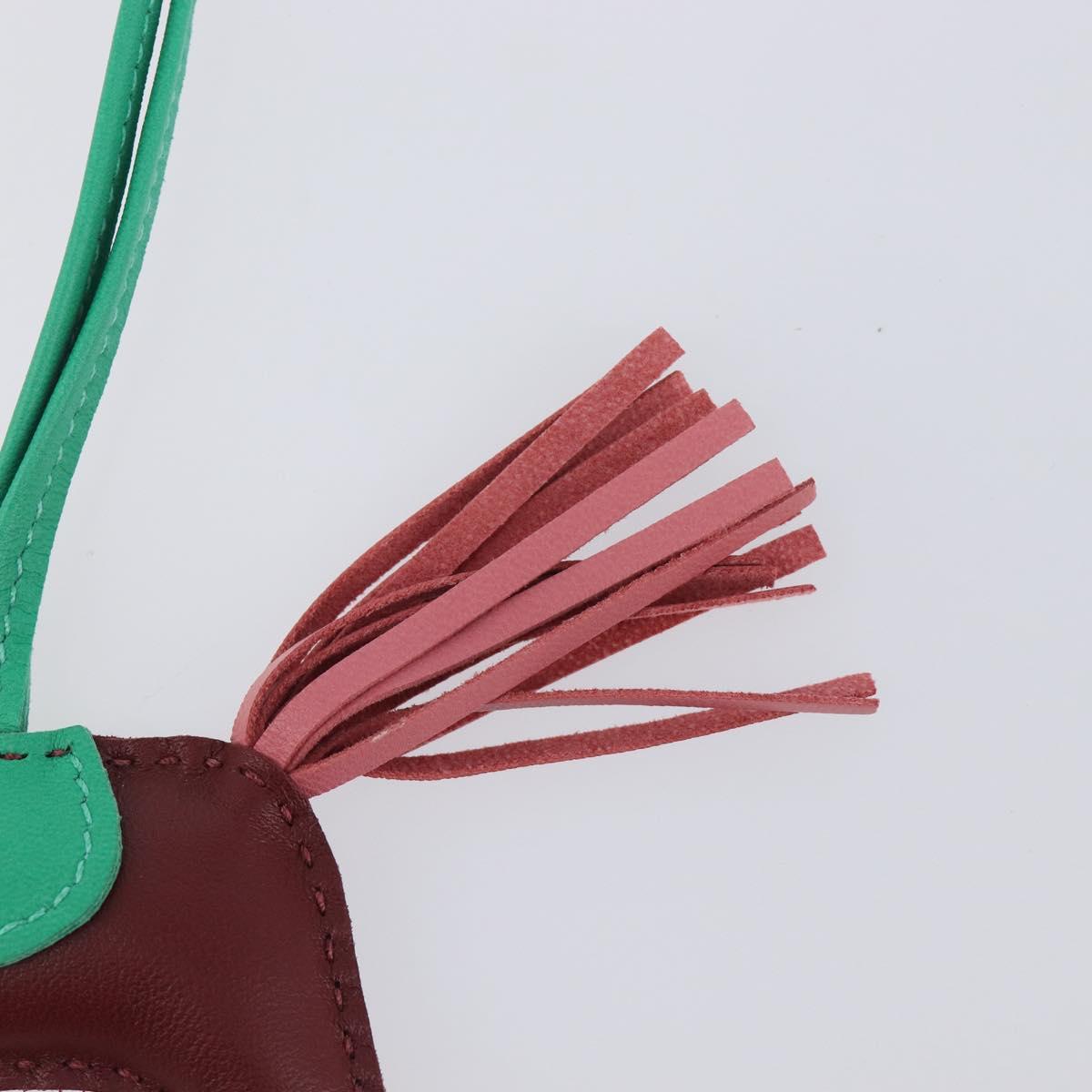 HERMES Rodeo PM Charm Leather Brown Green Auth LN083M
