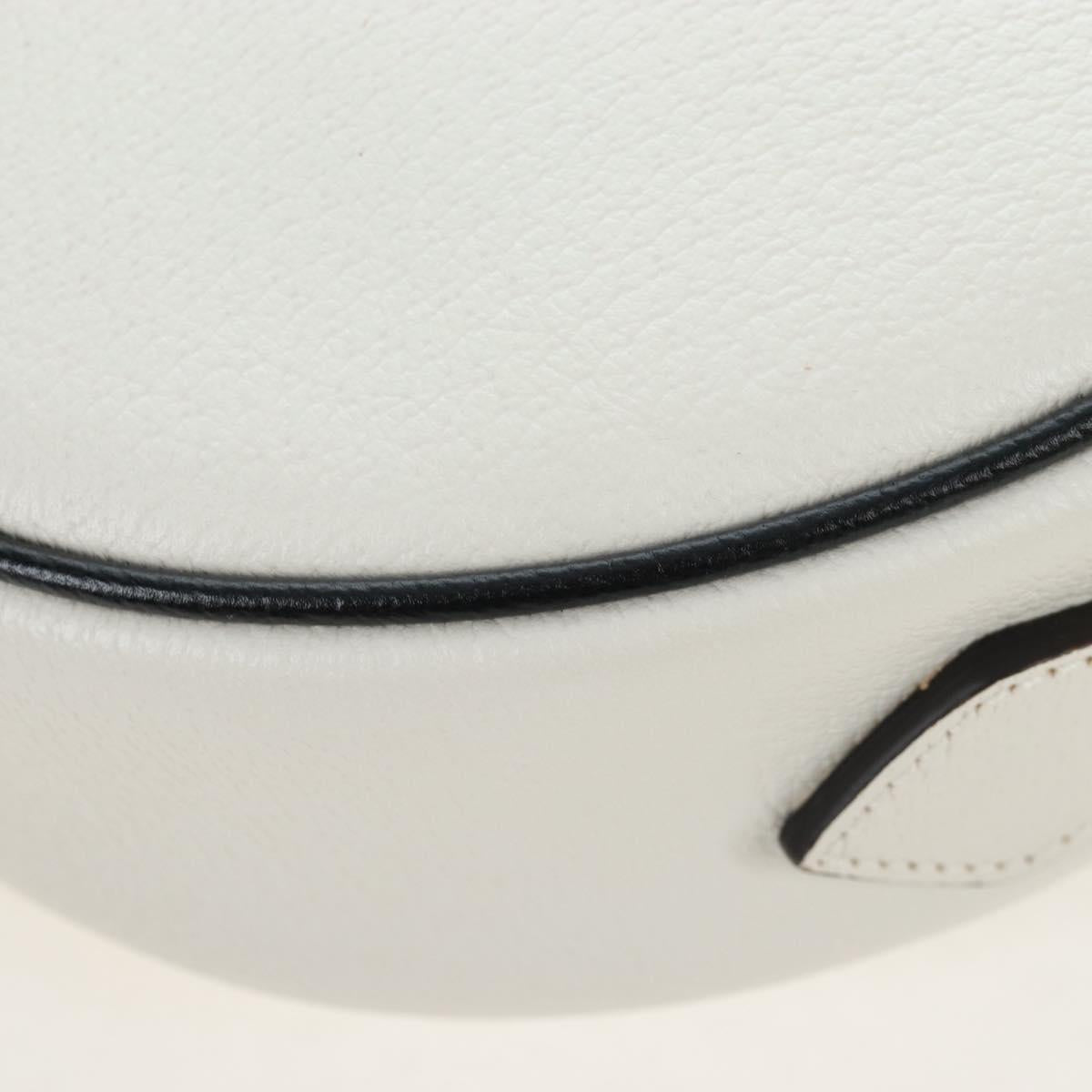 GUCCI x Adidas Shoulder Bag Leather White Gold Tone 702626 Auth LN090M
