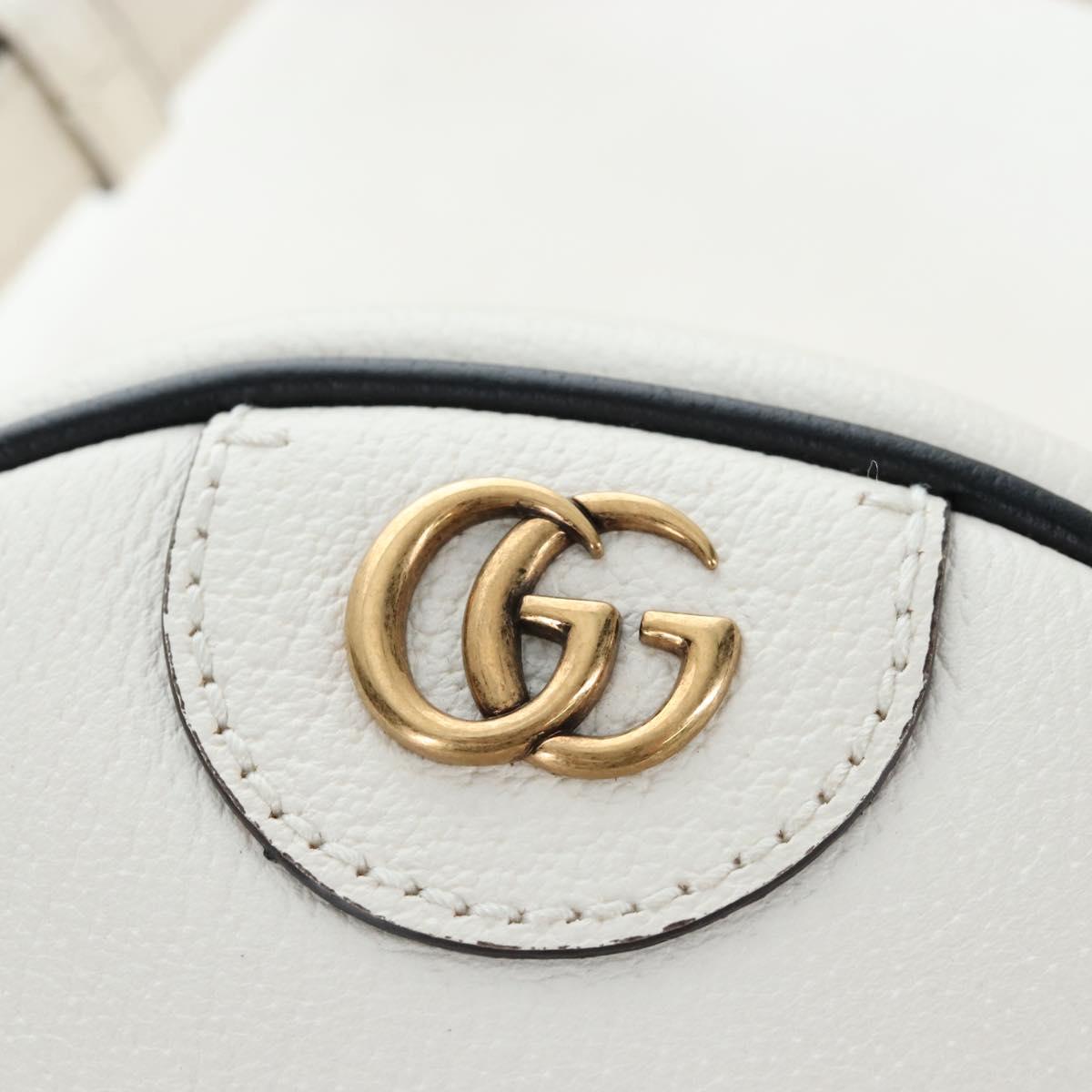 GUCCI x Adidas Shoulder Bag Leather White Gold Tone 702626 Auth LN090M