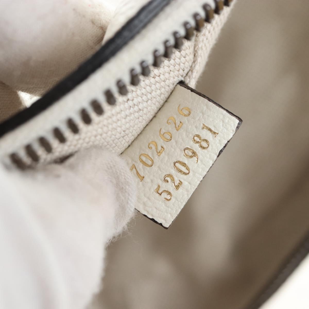 GUCCI x Adidas Shoulder Bag Leather White Gold Tone 702626 Auth LN090M