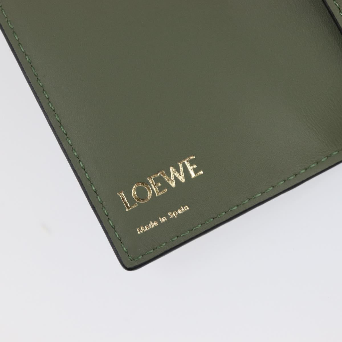 LOEWE Key Case Leather Green Gold Tone Auth LN100M