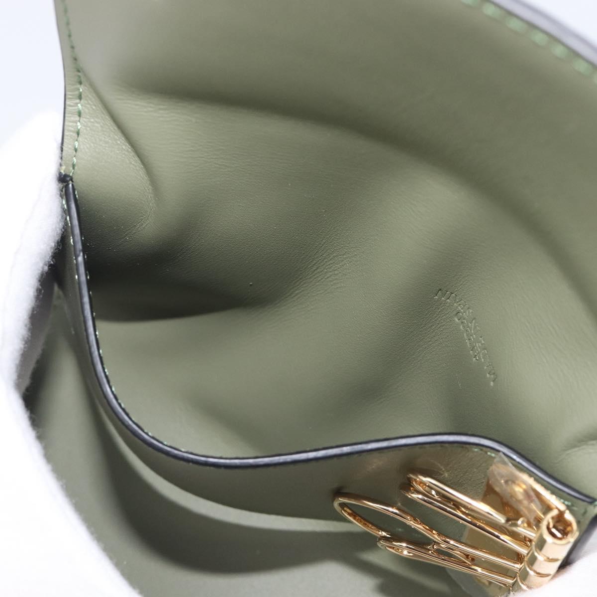 LOEWE Key Case Leather Green Gold Tone Auth LN100M