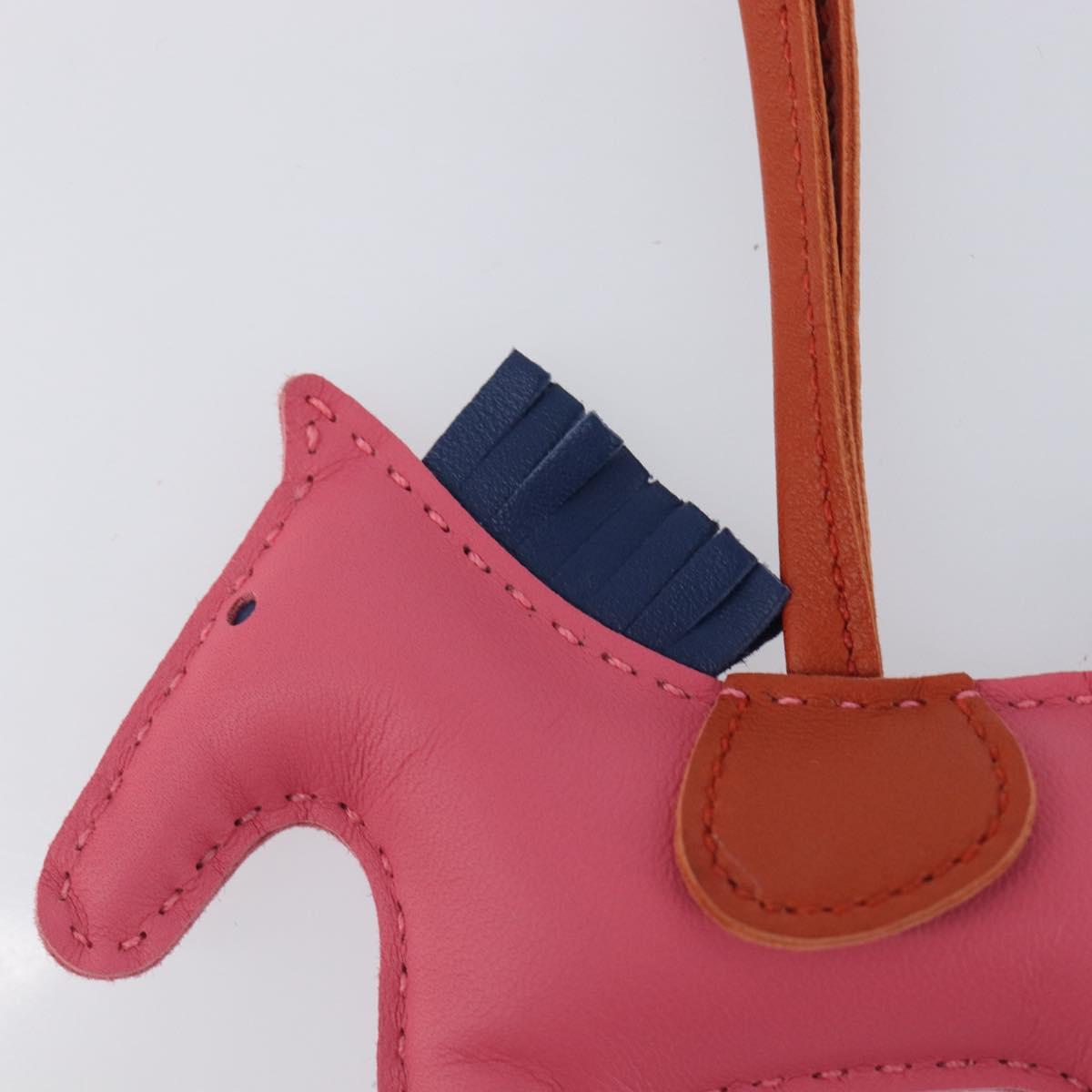 HERMES Rodeo PM Charm Leather Pink Navy Auth LN101M