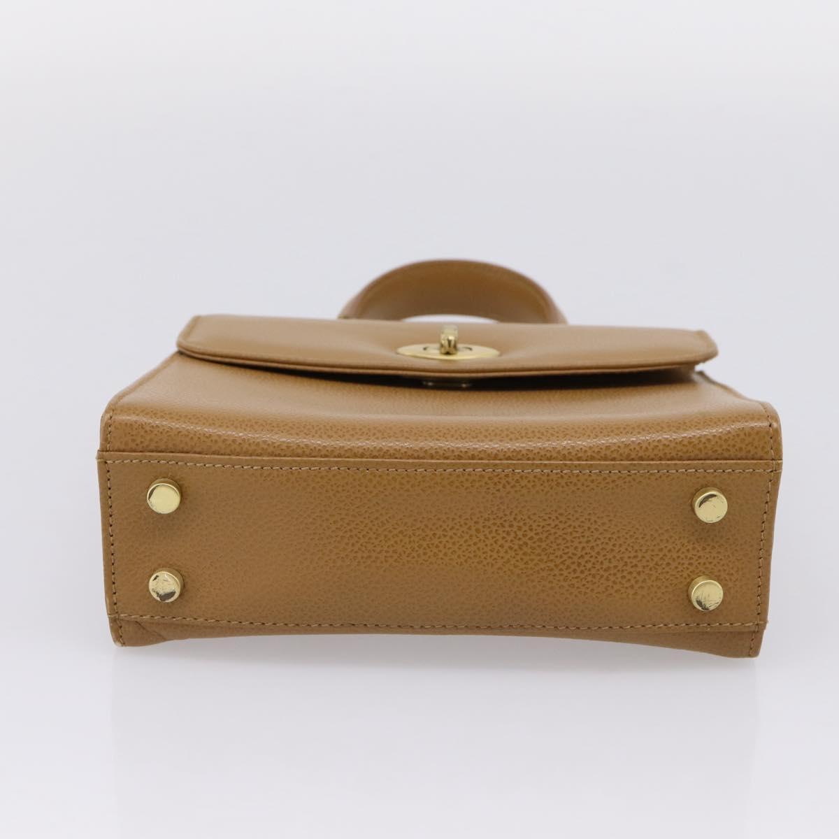 Coach Hand Bag Leather Beige Gold Tone Auth LN110