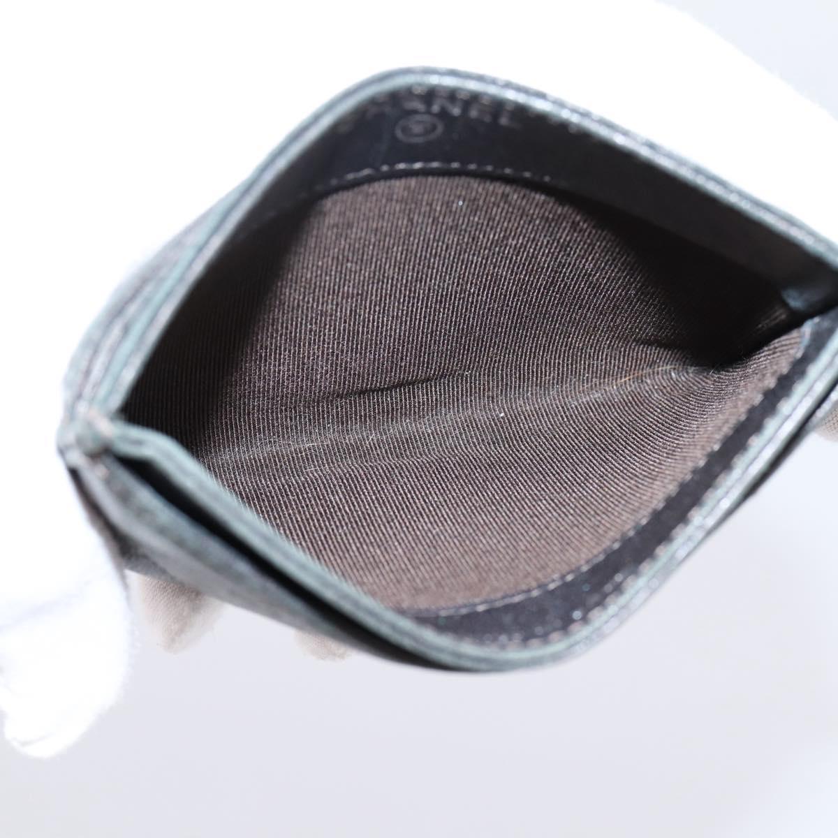CHANEL Matelasse Card Case Lamb Skin Gray Silver CC Auth LN111