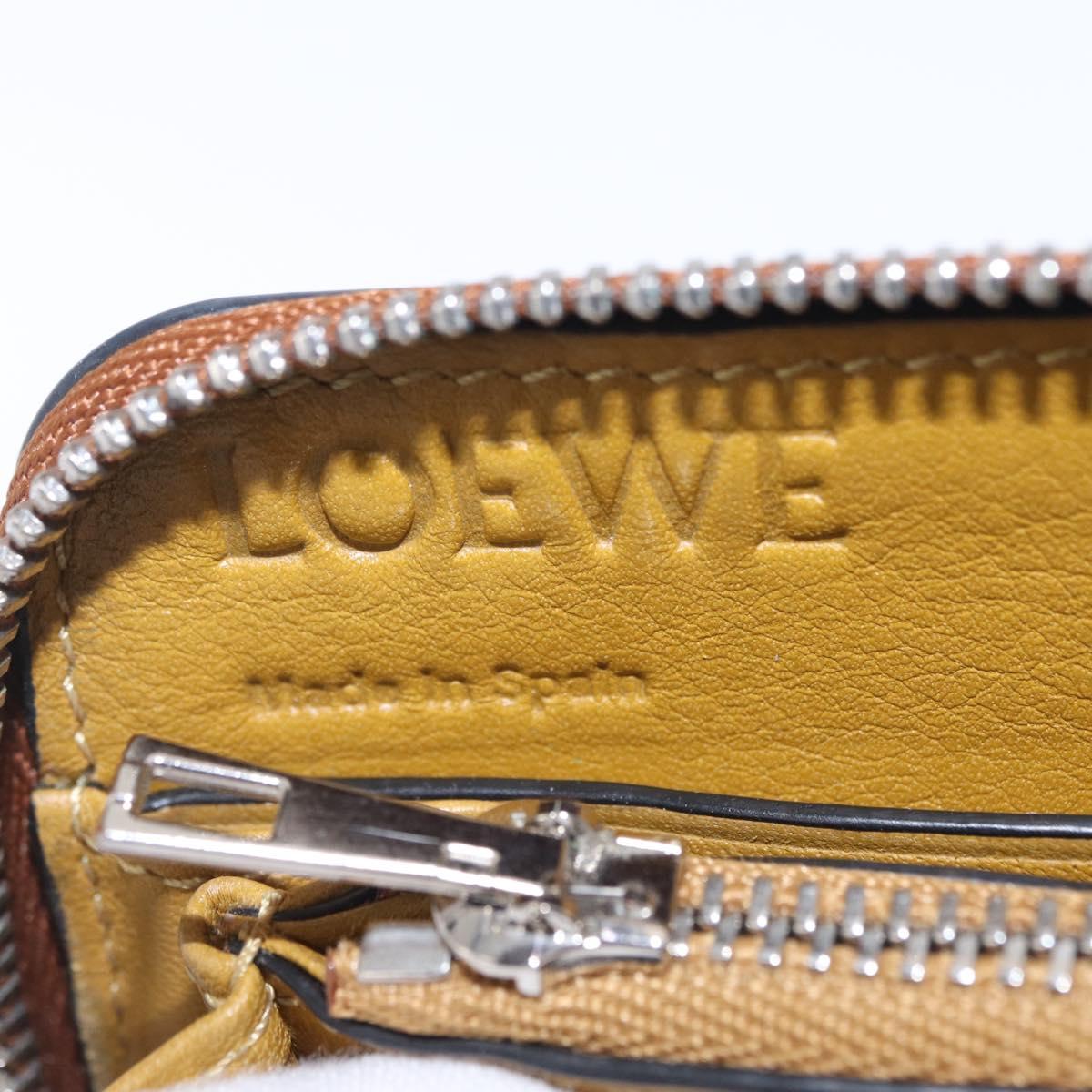 LOEWE Long Wallet Leather Brown Silver Auth LN116V