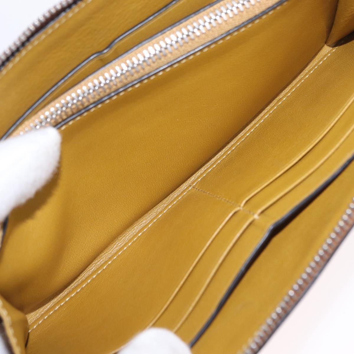 LOEWE Long Wallet Leather Brown Silver Auth LN116V