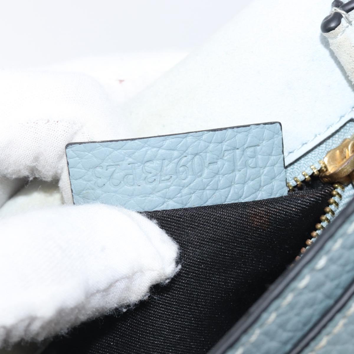VALENTINO Studs Shoulder Bag Leather Light Blue Gold Auth LN123
