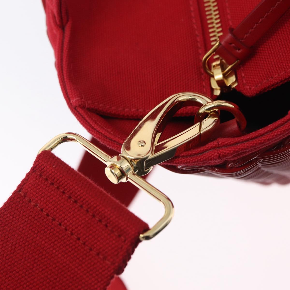 PRADA Wicker Hand Bag Rattan 2way Red Gold Auth LN124SAM