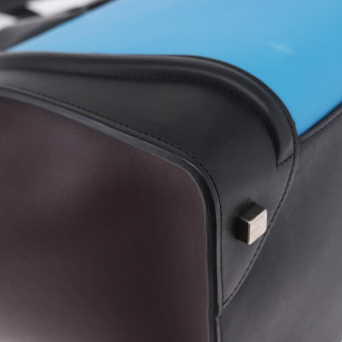 CELINE Luggage Mini Shopper Hand Bag Leather Turquoise Blue Auth LN125SAM