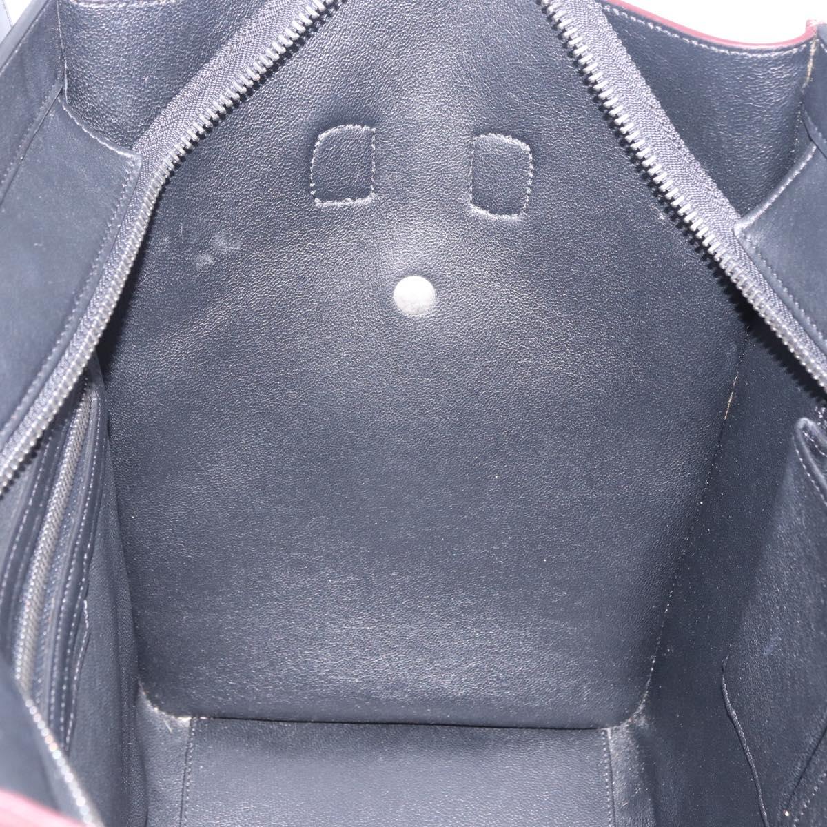 CELINE Luggage Mini Shopper Hand Bag Leather Turquoise Blue Auth LN125SAM