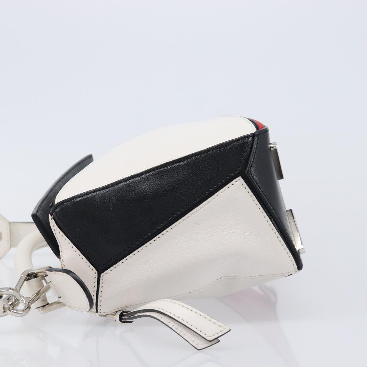 LOEWE Puzzle Bag Medium Hand Bag Leather 2way Red Silver Auth LN127M