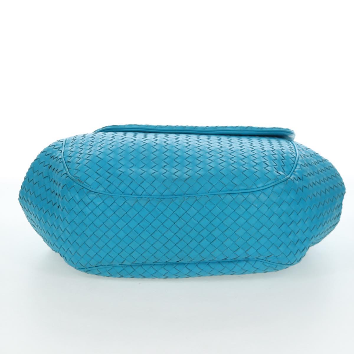 BOTTEGA VENETA INTRECCIATO Shoulder Bag Leather Turquoise Blue Auth LN128V