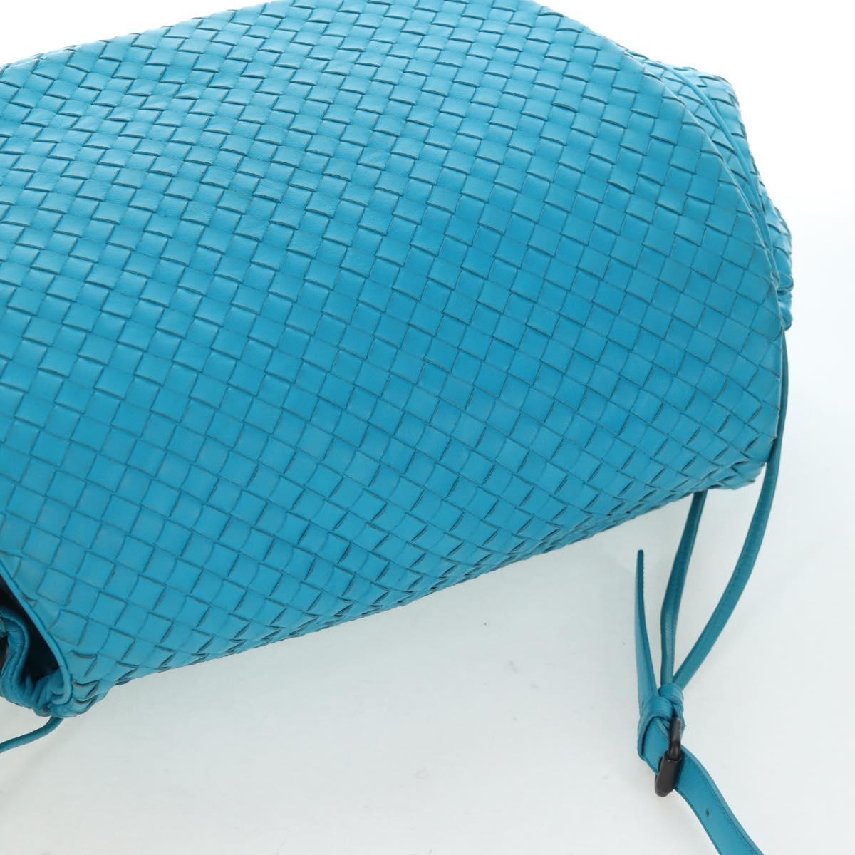 BOTTEGA VENETA INTRECCIATO Shoulder Bag Leather Turquoise Blue Auth LN128V