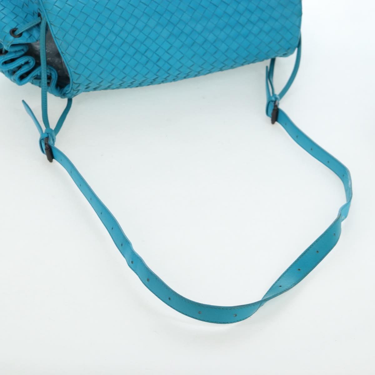 BOTTEGA VENETA INTRECCIATO Shoulder Bag Leather Turquoise Blue Auth LN128V