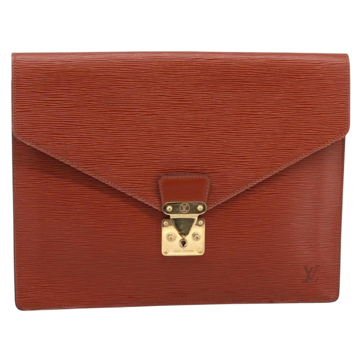 LOUIS VUITTON Epi Porte Documents Senatur Briefcase Brown M54453 LV Auth LN129