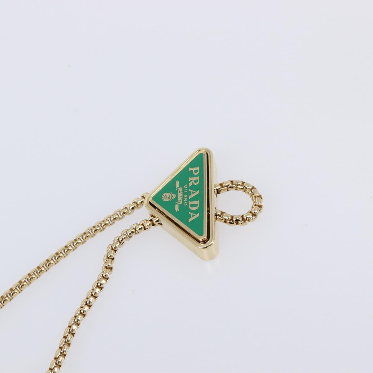 PRADA Chain Shoulder Pouch Safiano Leather Green Gold Auth LN130V