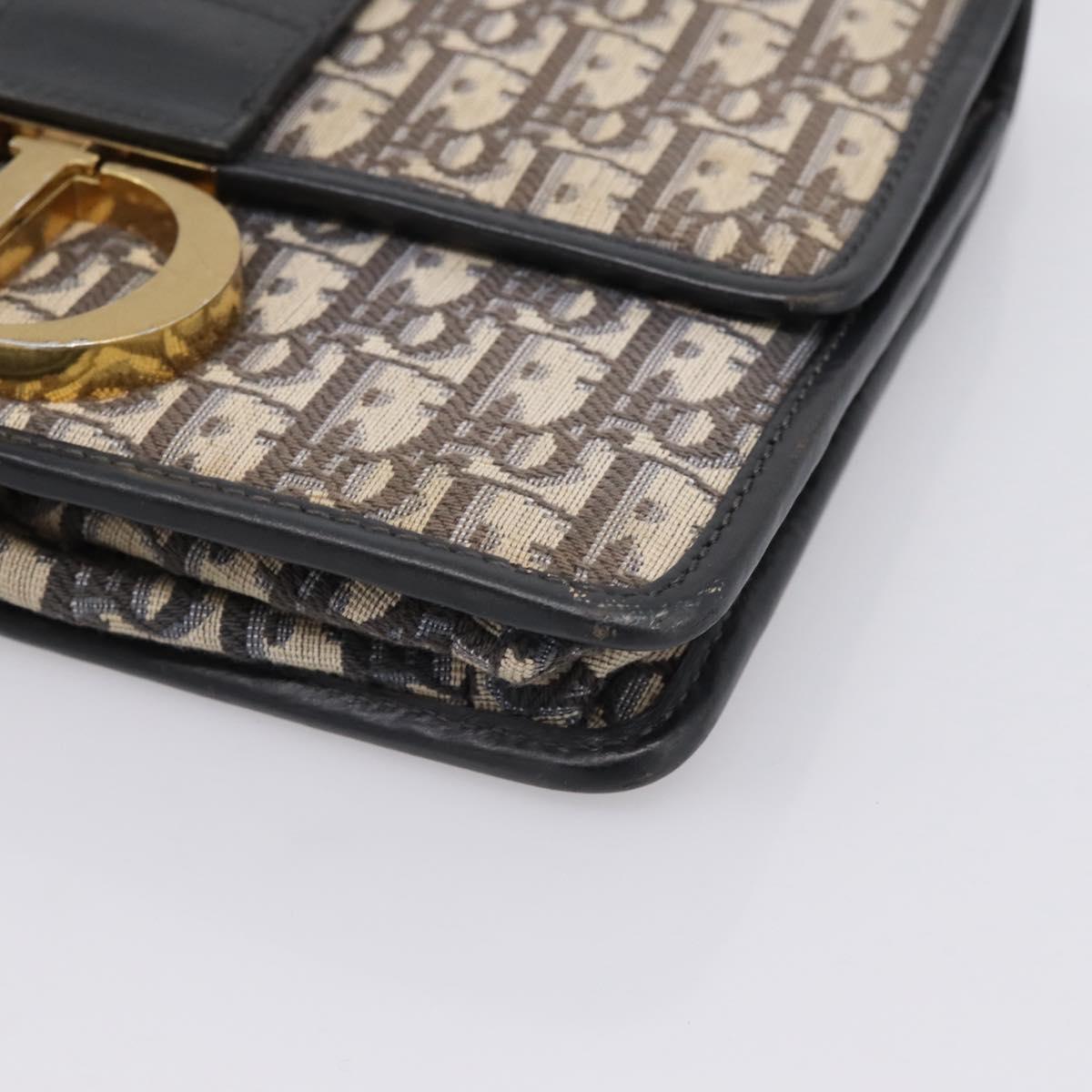 Christian Dior Trotter Canvas Oblique 30 Montaigne Bag Navy Gold Auth LN131A