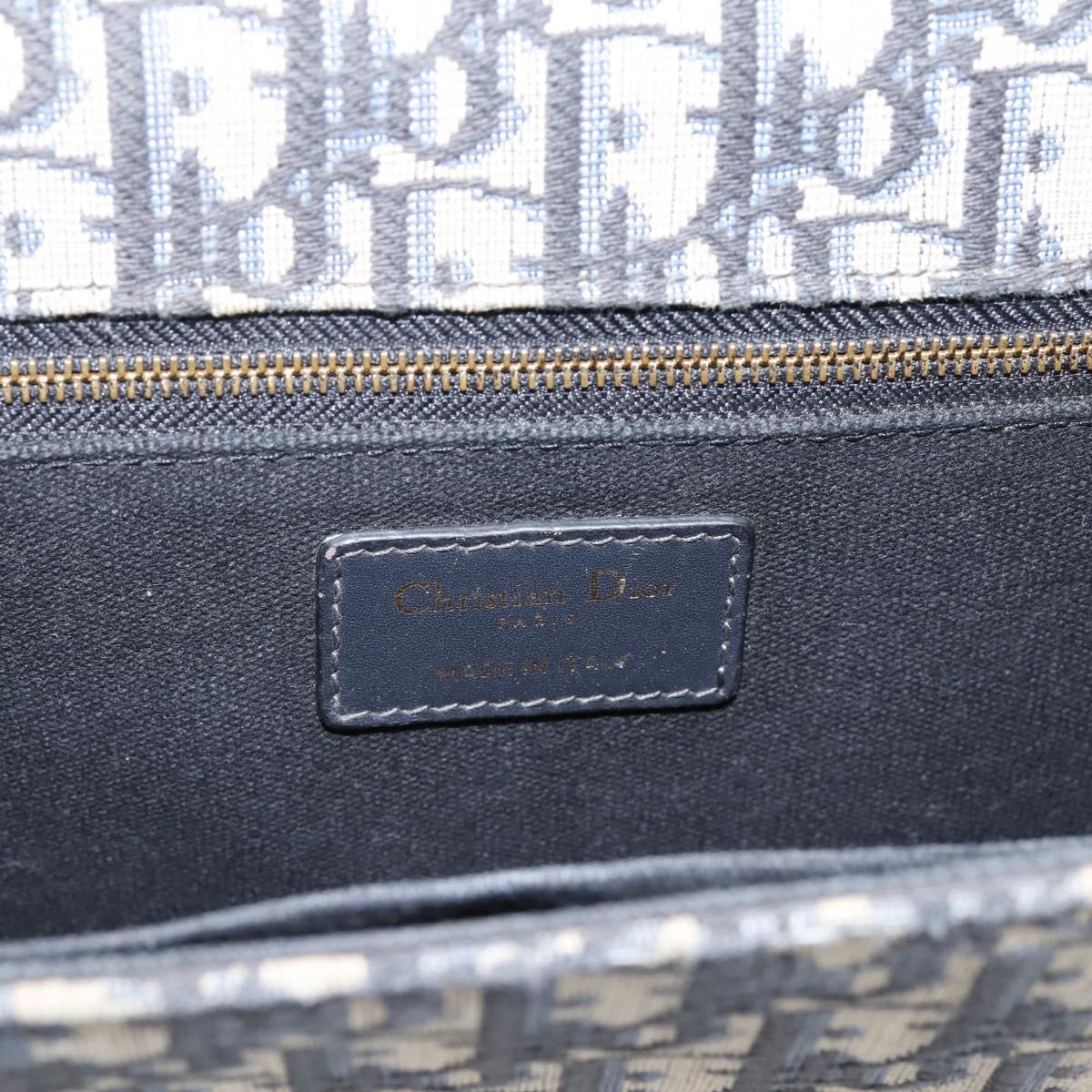 Christian Dior Trotter Canvas Oblique 30 Montaigne Bag Navy Gold Auth LN131A