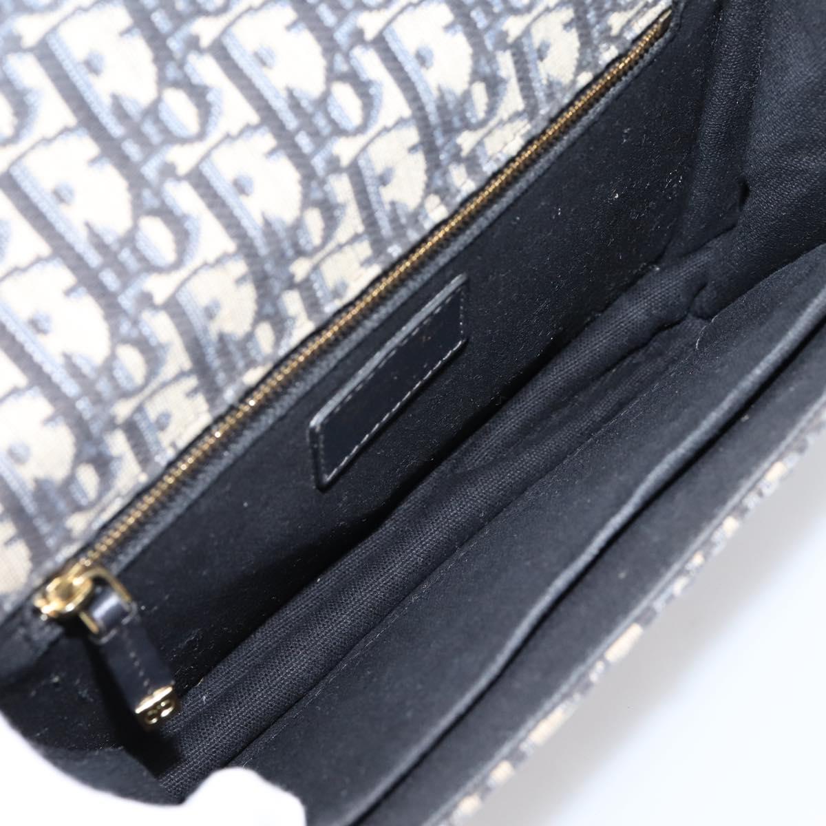 Christian Dior Trotter Canvas Oblique 30 Montaigne Bag Navy Gold Auth LN131A