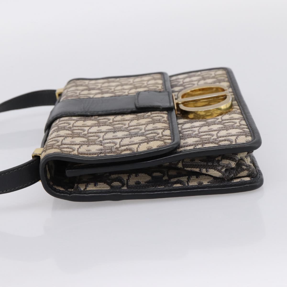 Christian Dior Trotter Canvas Oblique 30 Montaigne Bag Navy Gold Auth LN131A