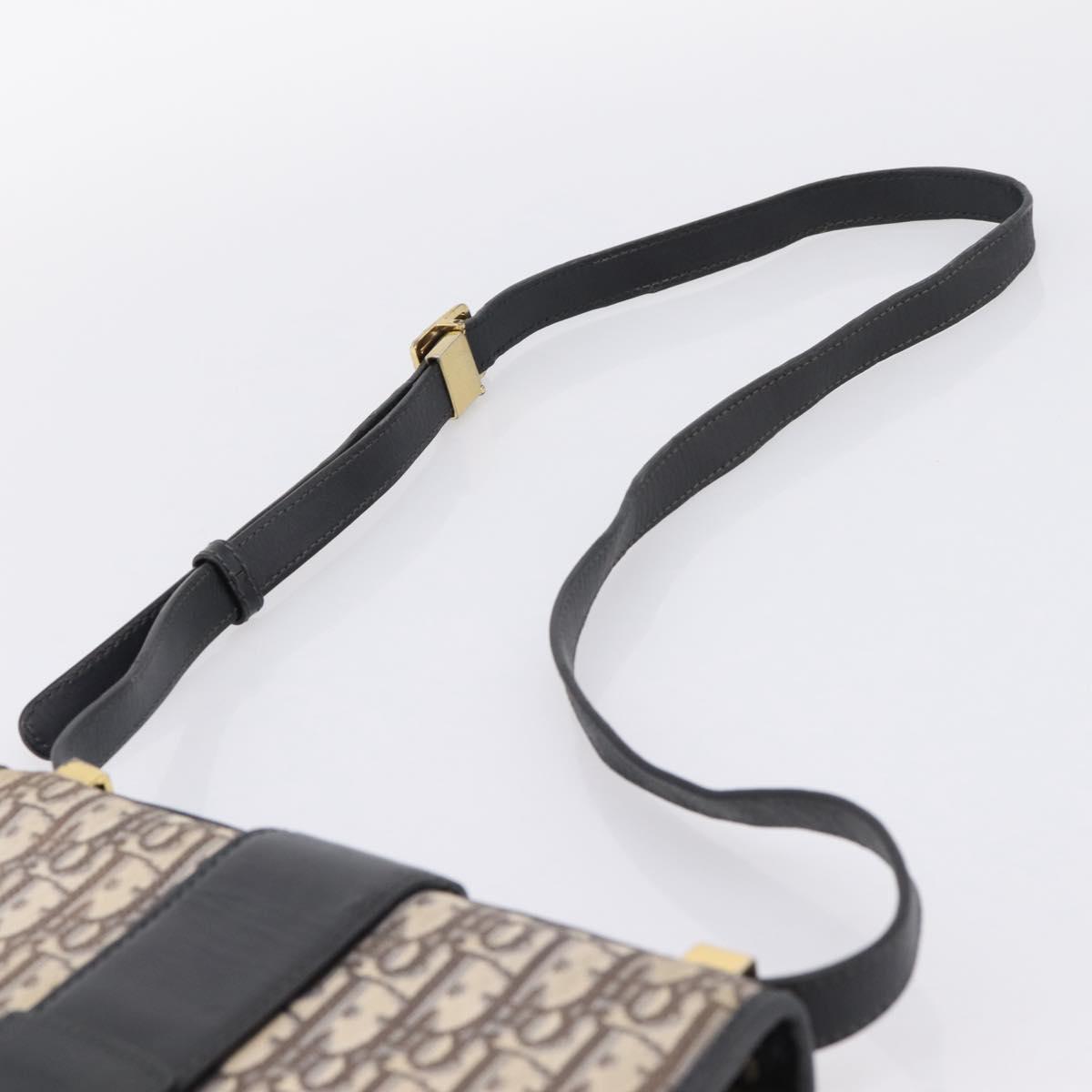Christian Dior Trotter Canvas Oblique 30 Montaigne Bag Navy Gold Auth LN131A