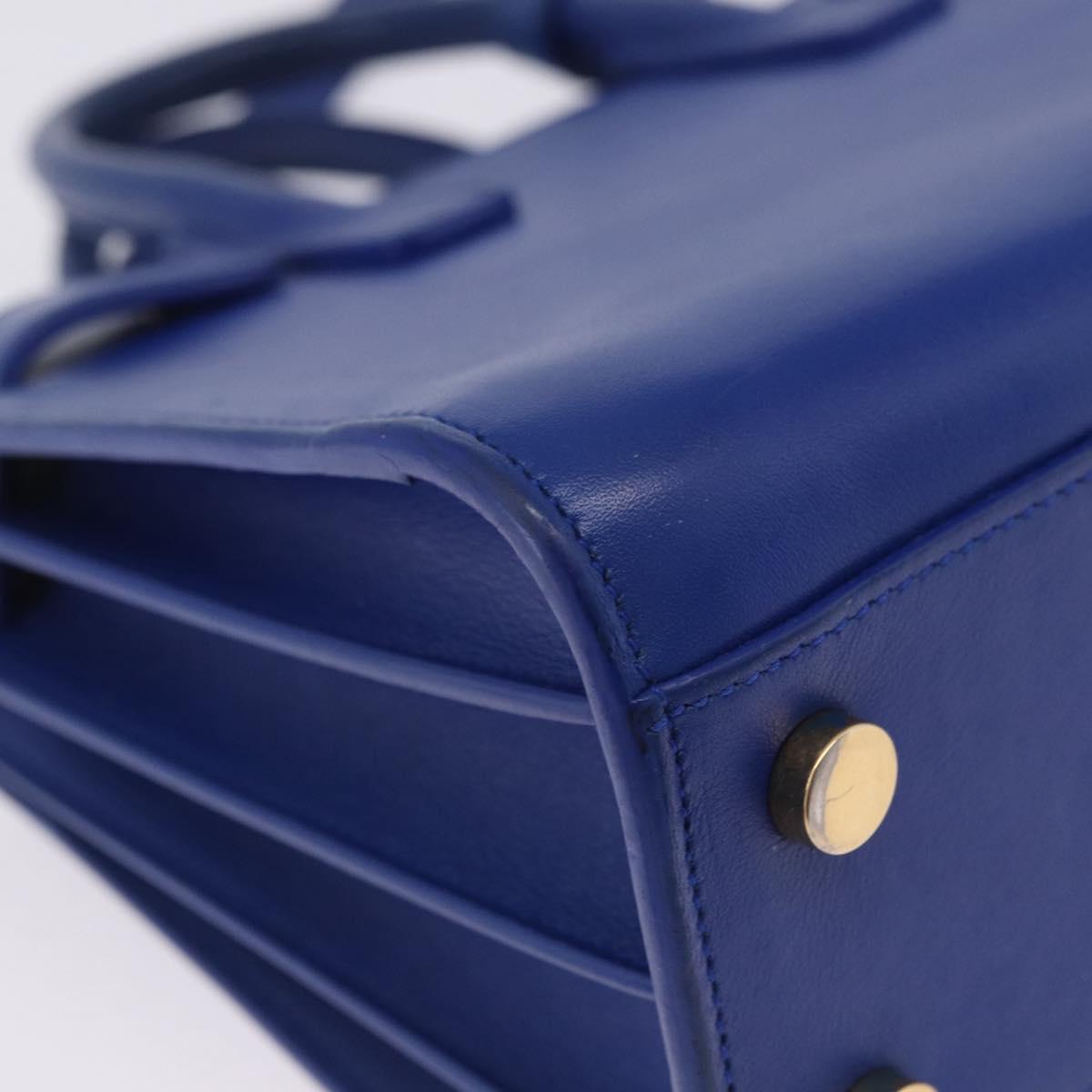 SAINT LAURENT Sac De Joule Nano Hand Bag Leather 2way Blue Gold Auth LN132V
