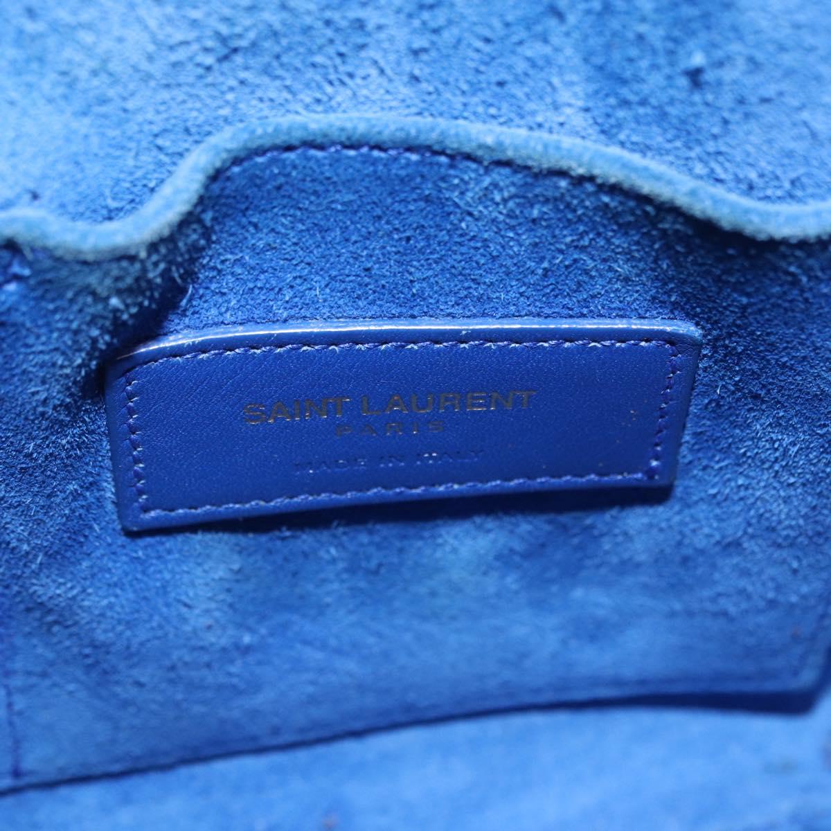 SAINT LAURENT Sac De Joule Nano Hand Bag Leather 2way Blue Gold Auth LN132V