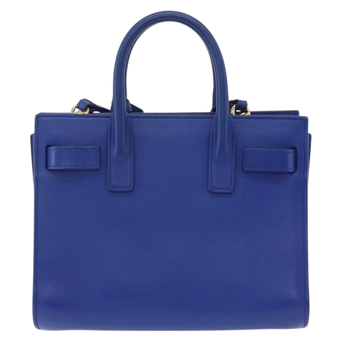 SAINT LAURENT Sac De Joule Nano Hand Bag Leather 2way Blue Gold Auth LN132V