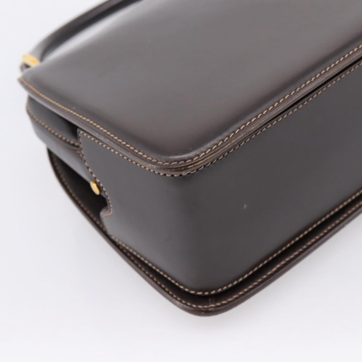 GUCCI Hand Bag Leather Brown Gold Auth LN133V