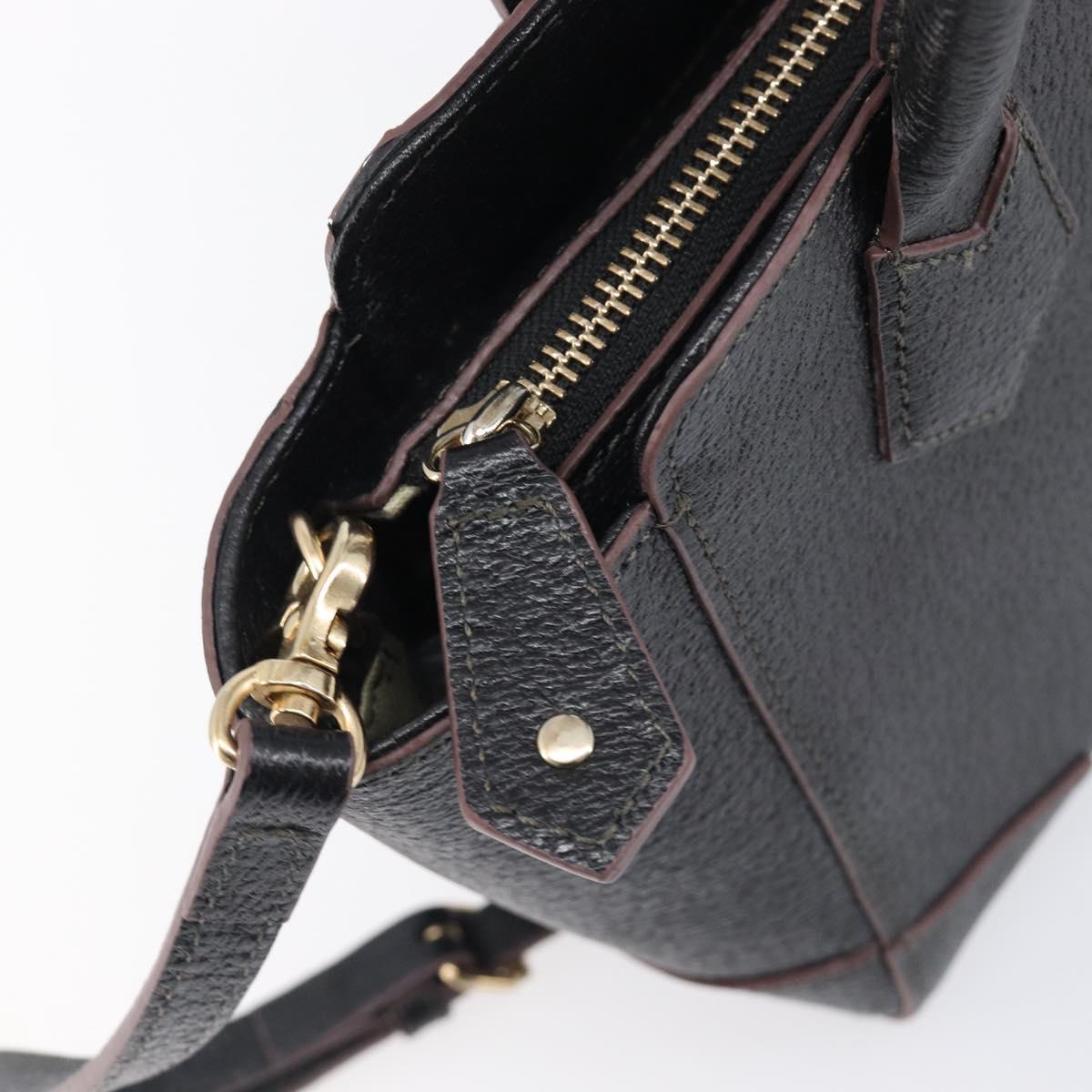 Vivienne Westwood Hand Bag Leather 2way Black Gold Auth LN142A