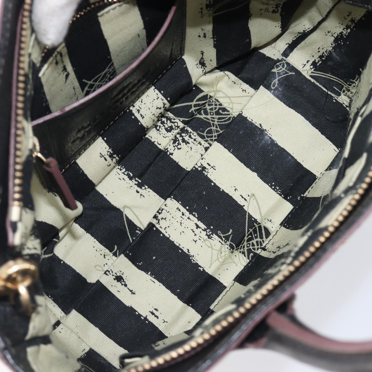 Vivienne Westwood Hand Bag Leather 2way Black Gold Auth LN142A