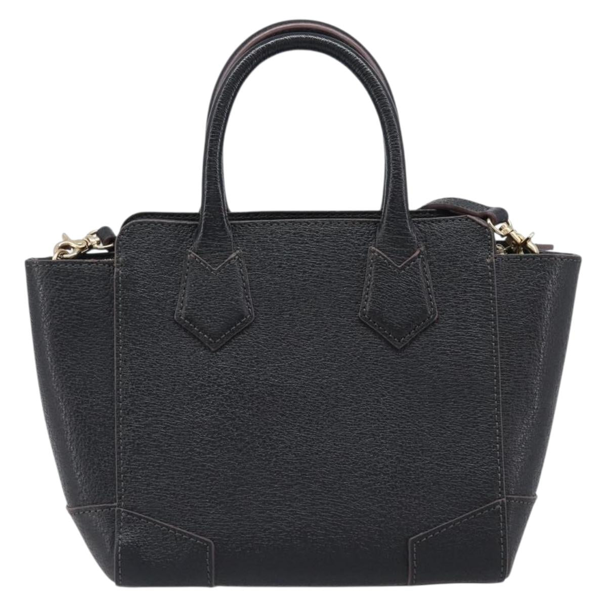 Vivienne Westwood Hand Bag Leather 2way Black Gold Auth LN142A