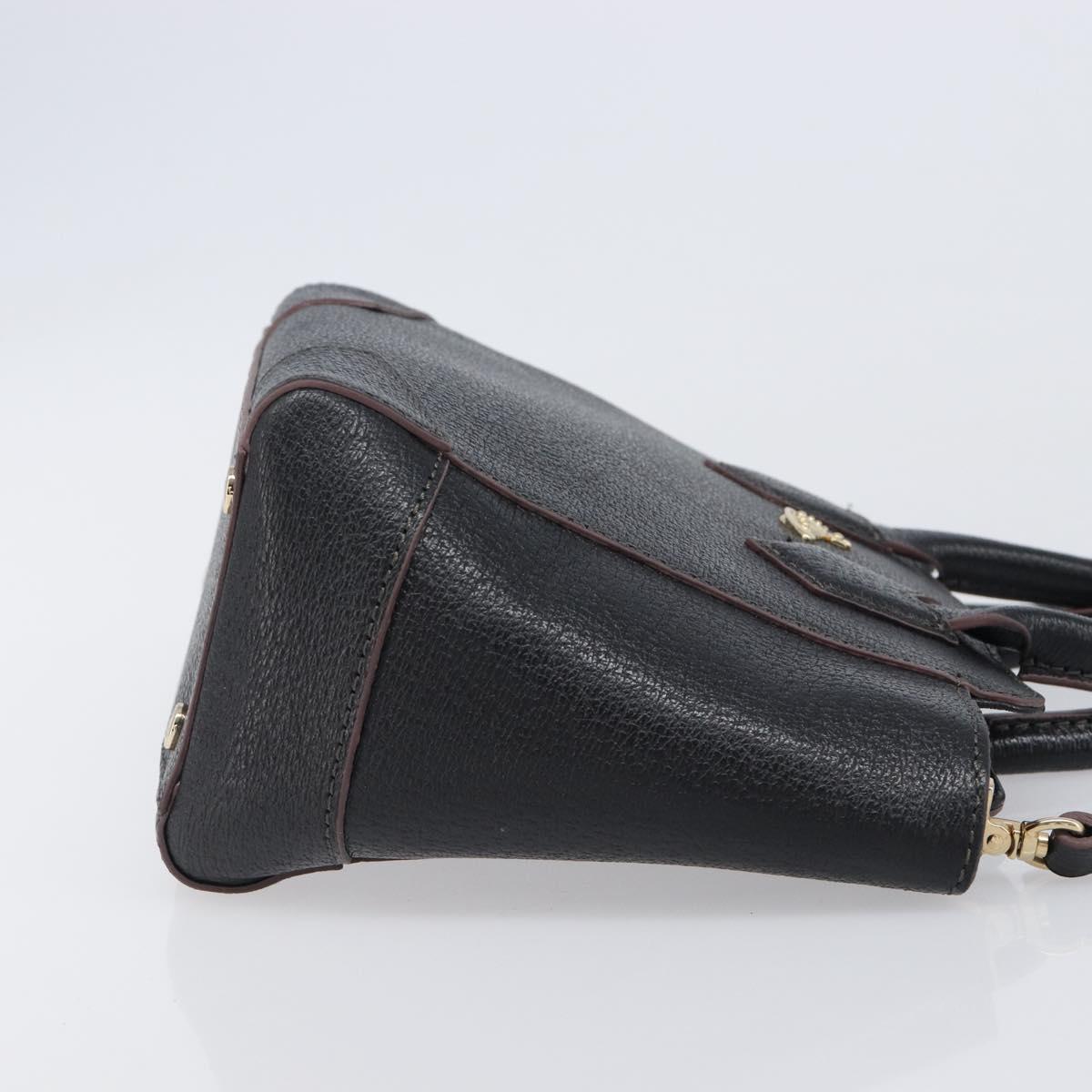 Vivienne Westwood Hand Bag Leather 2way Black Gold Auth LN142A