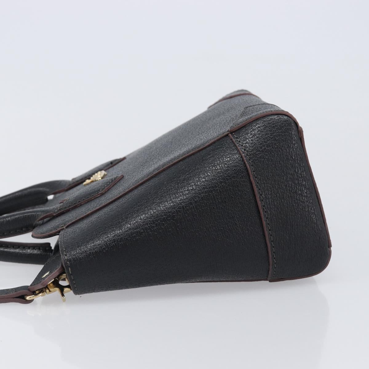 Vivienne Westwood Hand Bag Leather 2way Black Gold Auth LN142A
