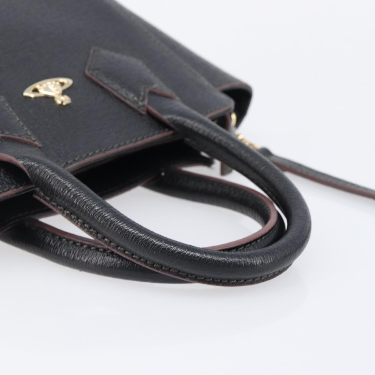 Vivienne Westwood Hand Bag Leather 2way Black Gold Auth LN142A