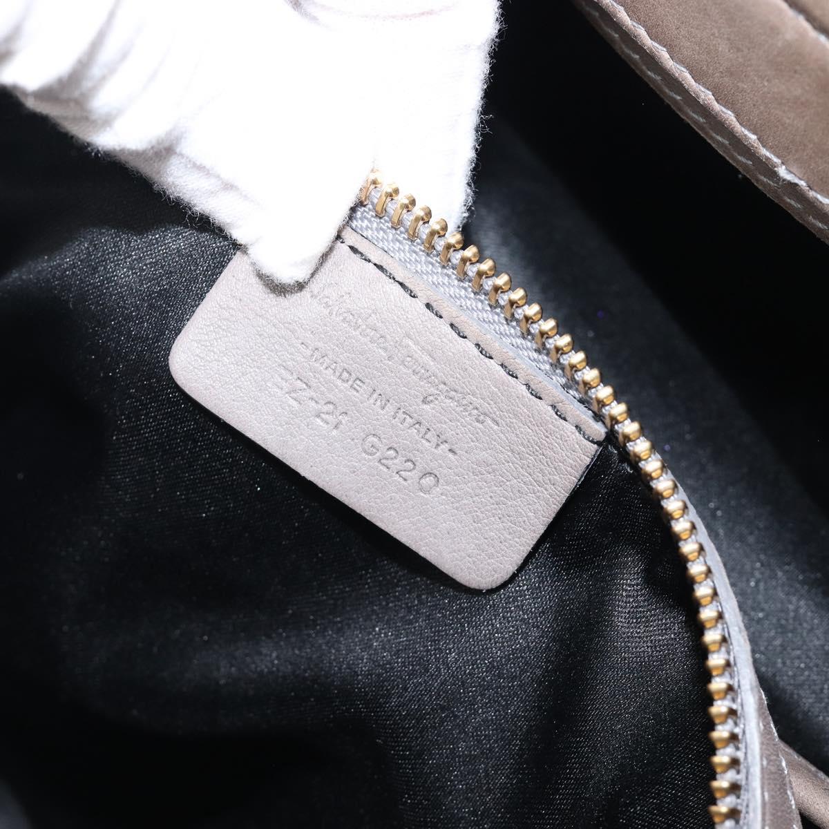 Salvatore Ferragamo Gancini Hand Bag Leather 2way Gray Gold Auth LN143