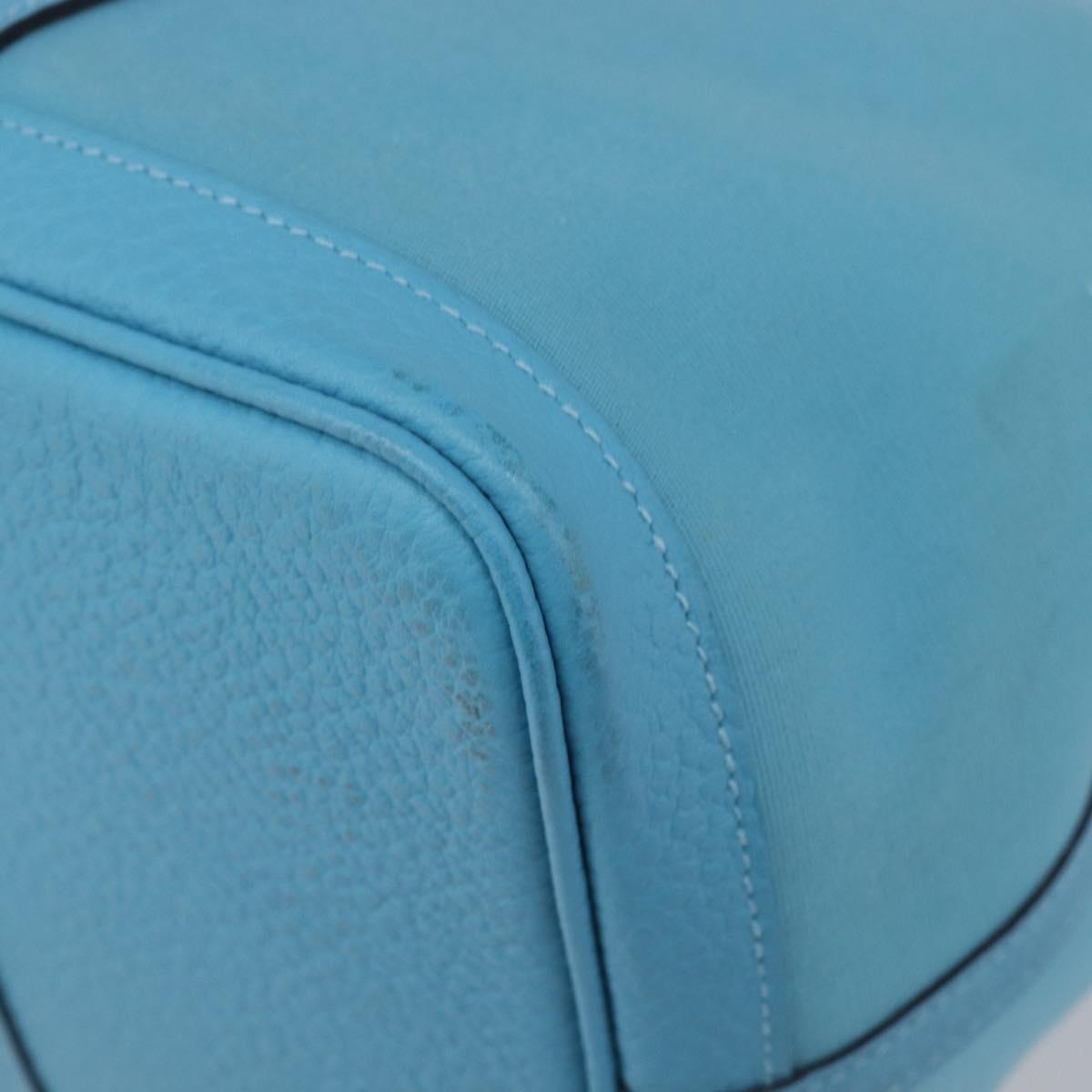HERMES Garden Party PM Tote Bag Canvas Blue Silver Auth LN144M