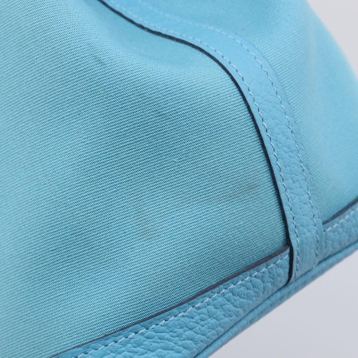 HERMES Garden Party PM Tote Bag Canvas Blue Silver Auth LN144M