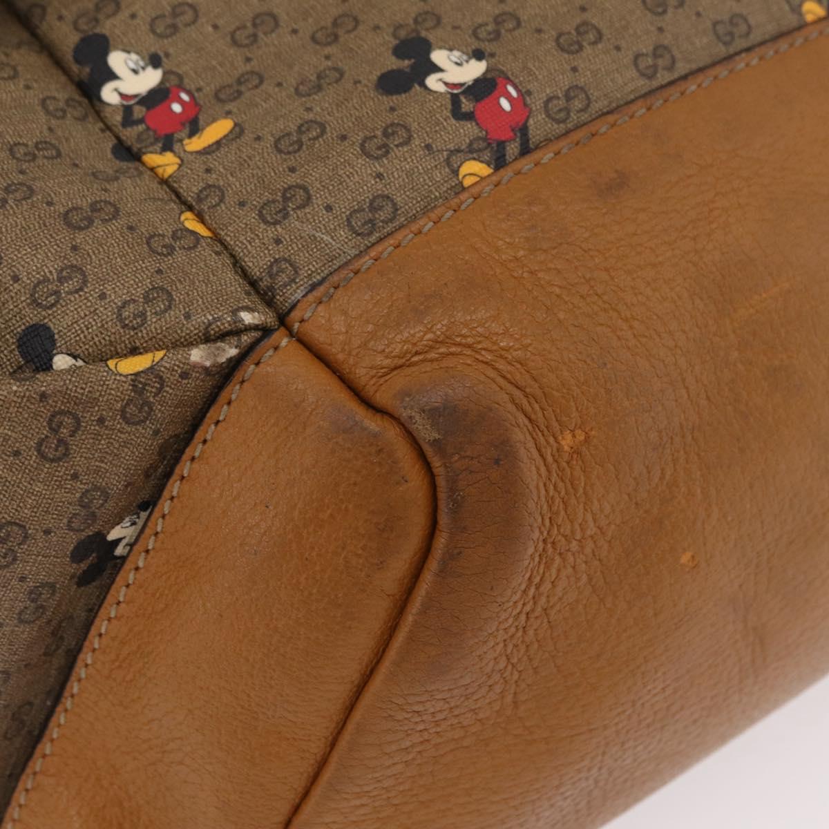 GUCCI Micro GG Supreme GUCCIxDisney Bag PVC Beige Gold 603898 Auth LN145