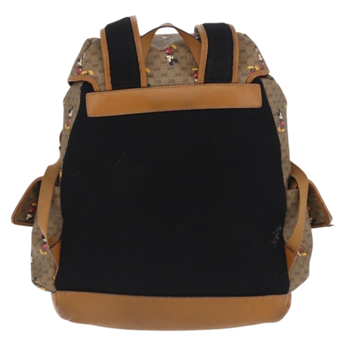 GUCCI Micro GG Supreme GUCCIxDisney Bag PVC Beige Gold 603898 Auth LN145